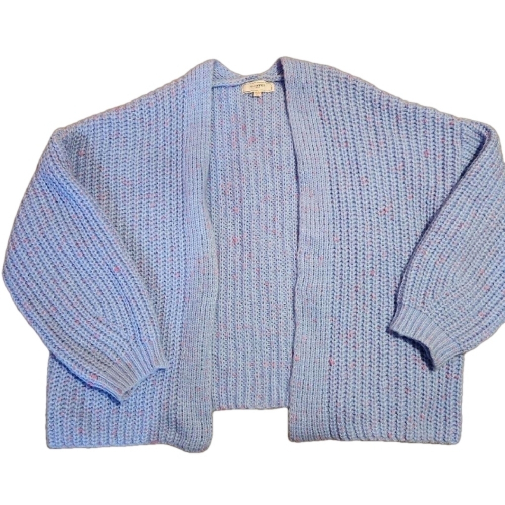 No Comment Women Blue With Pops Of Pink Oversized Cardigan Sweater XL